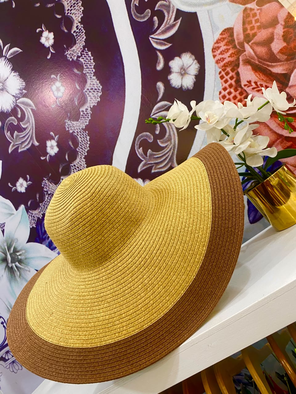 Sombrero ala grande color camel