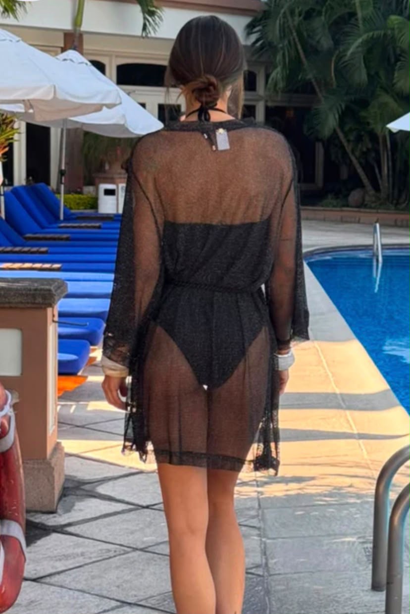 Buzios belted quimono black