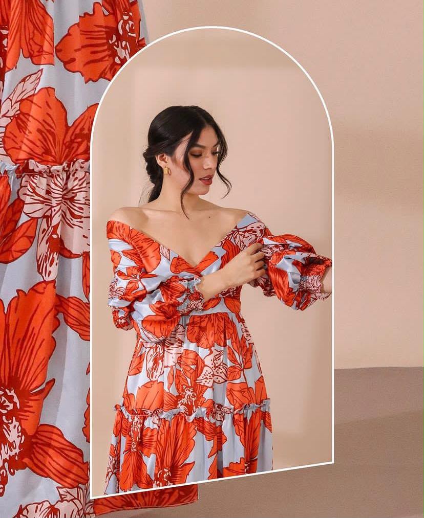 Vestido Estraples Naranja Rosa