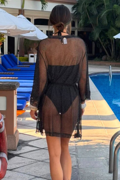 Buzios belted quimono black