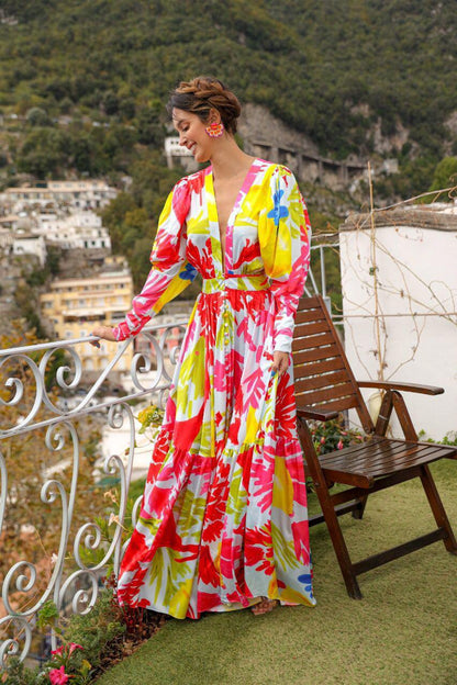 Vestido Positano Manga Larga con Botones