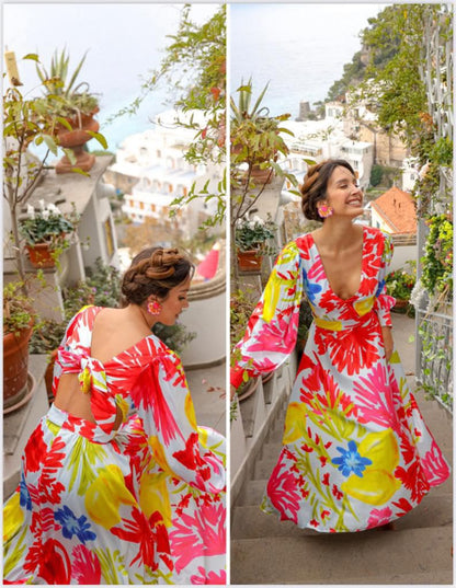 Vestido Positano Manga Larga Con amarre en espalda