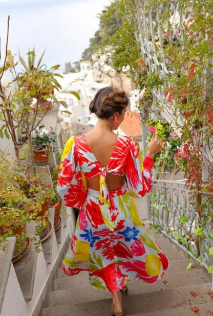Vestido Positano Manga Larga Con amarre en espalda