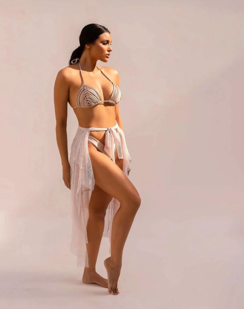 Vestido Buzios Shimmer Beige