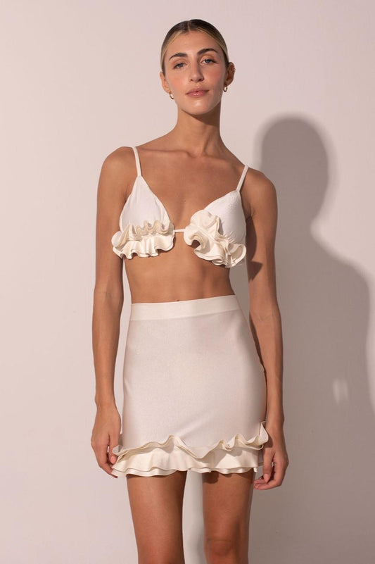 Falda pareo ancora- Le Petit Ruffle Mini Skirt Ivory